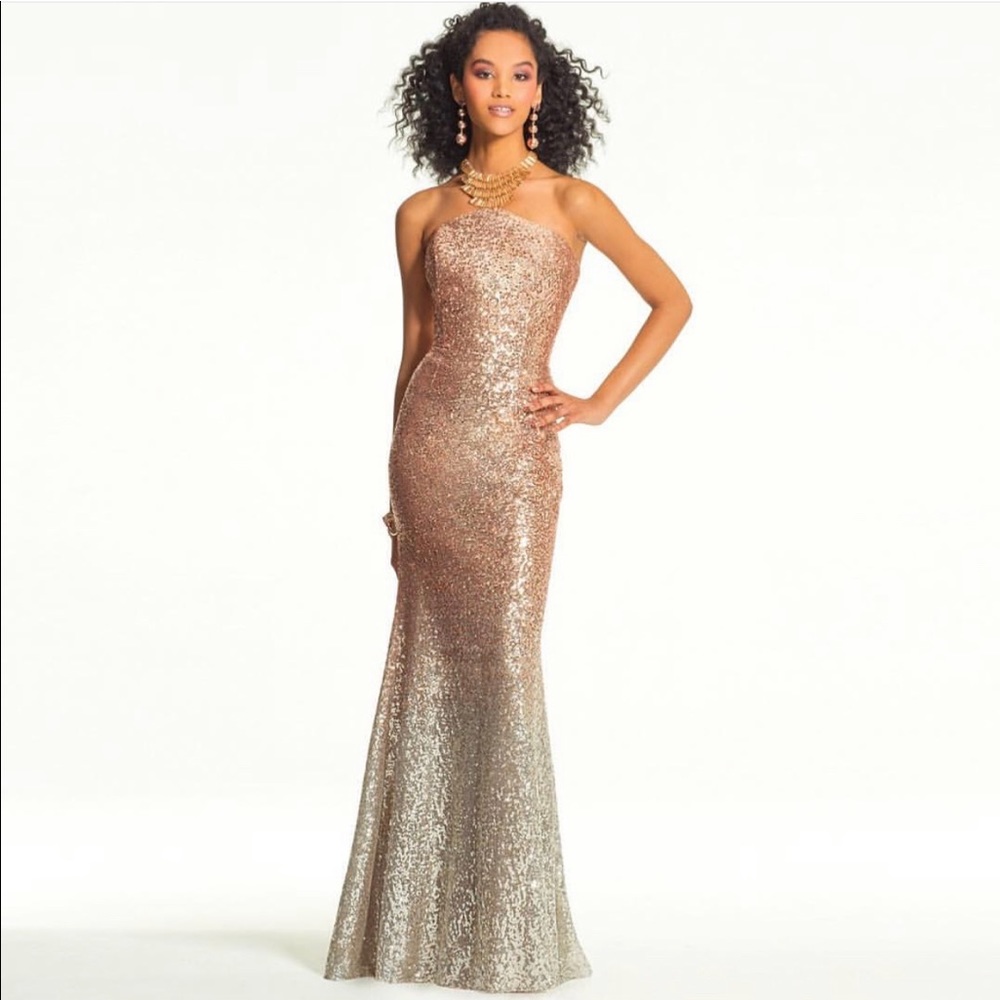 Camille La Vie Rose Gold & Silver prom dress